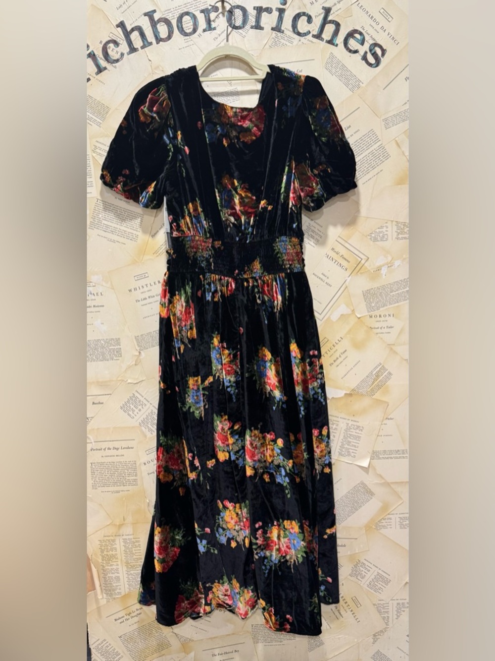 Anthropologie The Katerina Button Front Dress Velvet Edition Pockets  Floral - Picture 6 of 6